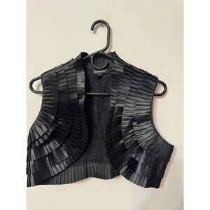 BEBE BLACK RUFFLE BOLERO VEST one size nwot